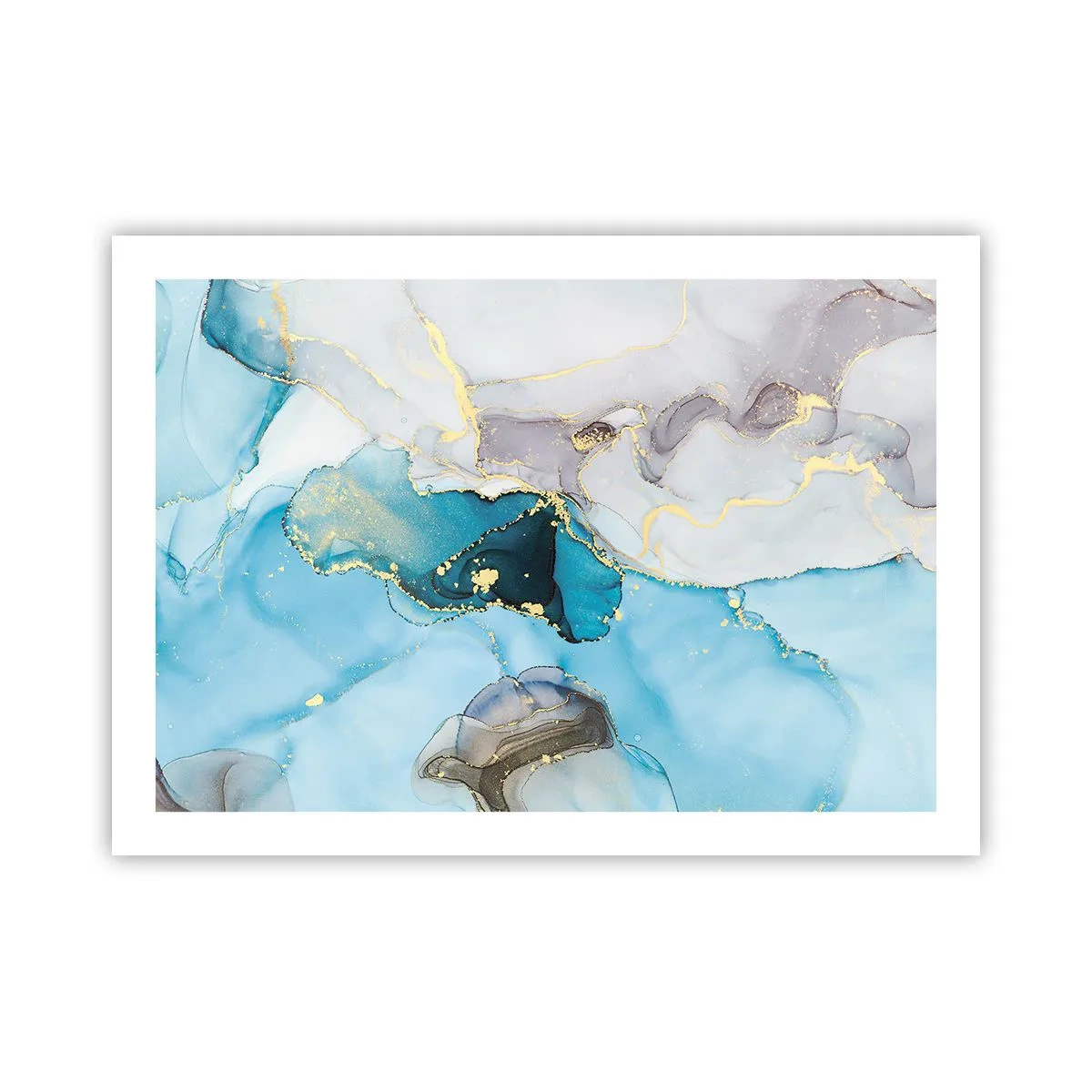 Affiche - Poster - Etude de la rencontre gris et turquoise - 70x50 cm