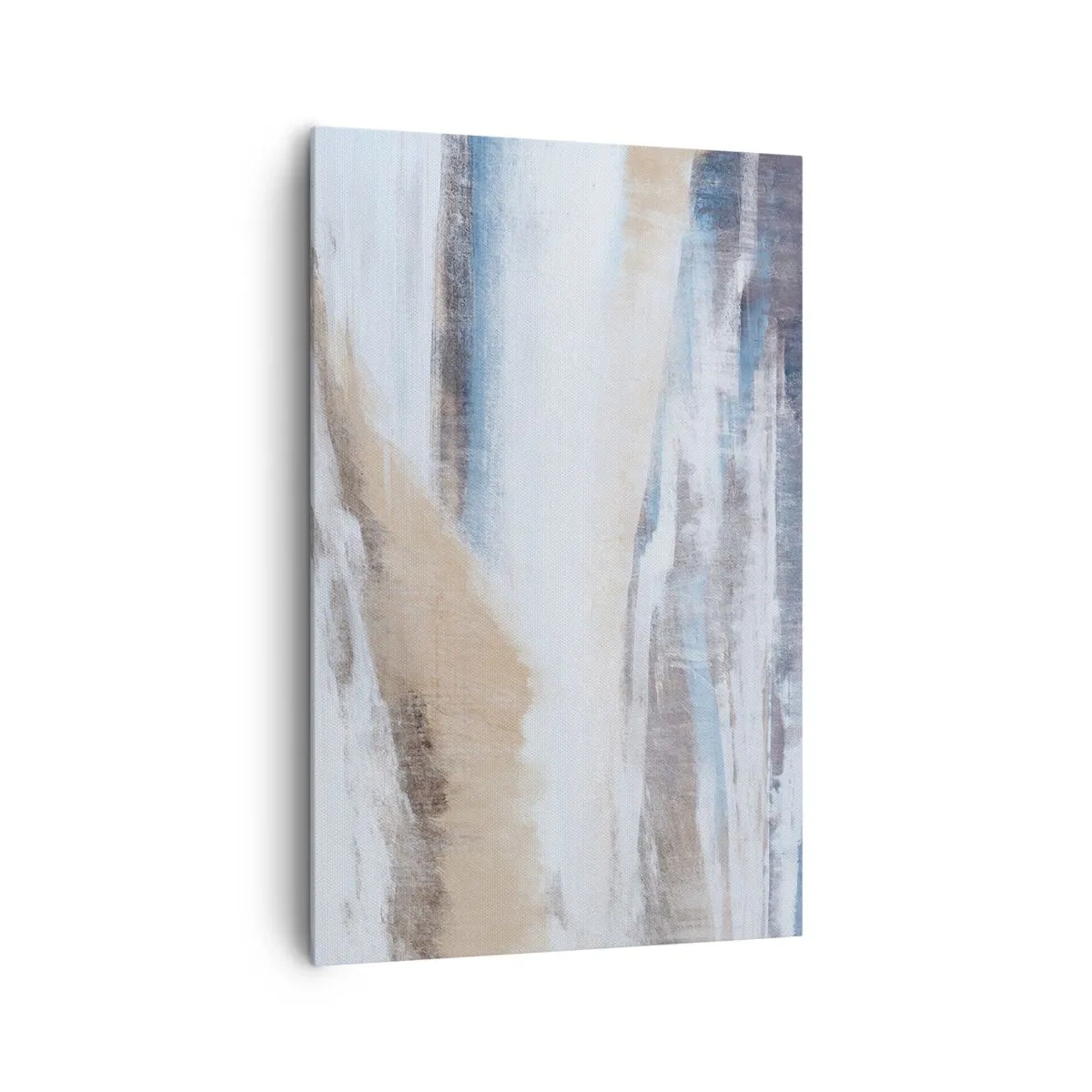 Impression sur toile - Image sur toile - Paysage d'hiver abstrait dans les tons de blanc et de bleu - 80x120cm - Composition hivernale - Décoration murale moderne pour le salon et la chambre ARTTOR