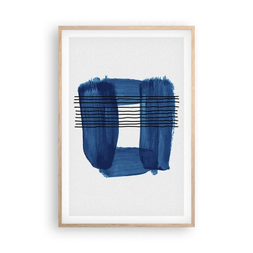 Affiche dans un chêne clair - Poster - Composition noire-bleue - 61x91 cm