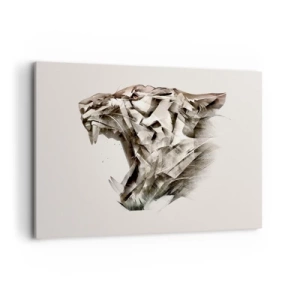 Impression sur toile - Image sur toile - Image abstraite d'un tigre dans des tons beiges - 100x70cm - Vous savez déjà qui est en charge - Décoration murale moderne pour le salon et la chambre ARTTOR