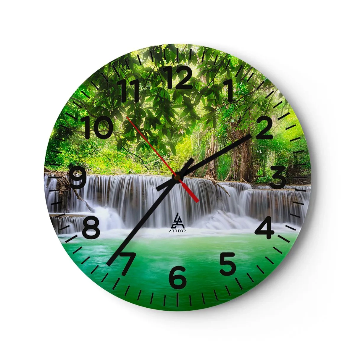 Horloge murale - Pendule murale - Une cascade de vert - 30x30 cm