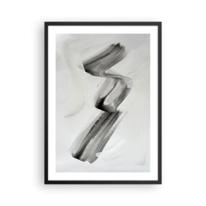 Affiche dans un cadre noir - Poster - Pinceau minimaliste noir et blanc - 50x70cm - Mine de rien pour s'amuser - Décoration murale moderne pour le salon et la chambre ARTTOR