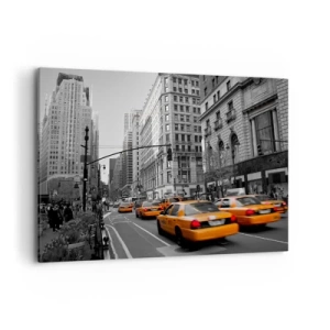 Impression sur toile - Image sur toile - Taxis jaunes dans les rues de New York - 100x70cm - Soleil des grandes villes - Décoration murale moderne pour le salon et la chambre ARTTOR