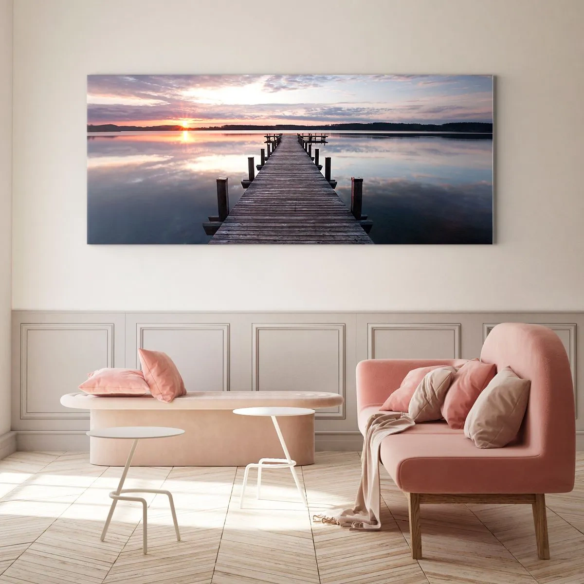 Impression sur verre - Image sur verre - Une frontière tranquille entre le jour et la nuit - 100x40 cm