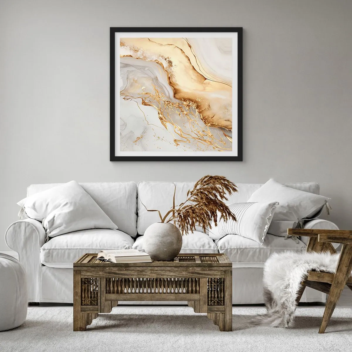 Affiche dans un cadre noir - Poster - Abstraction : beauté et bonté - 60x60 cm