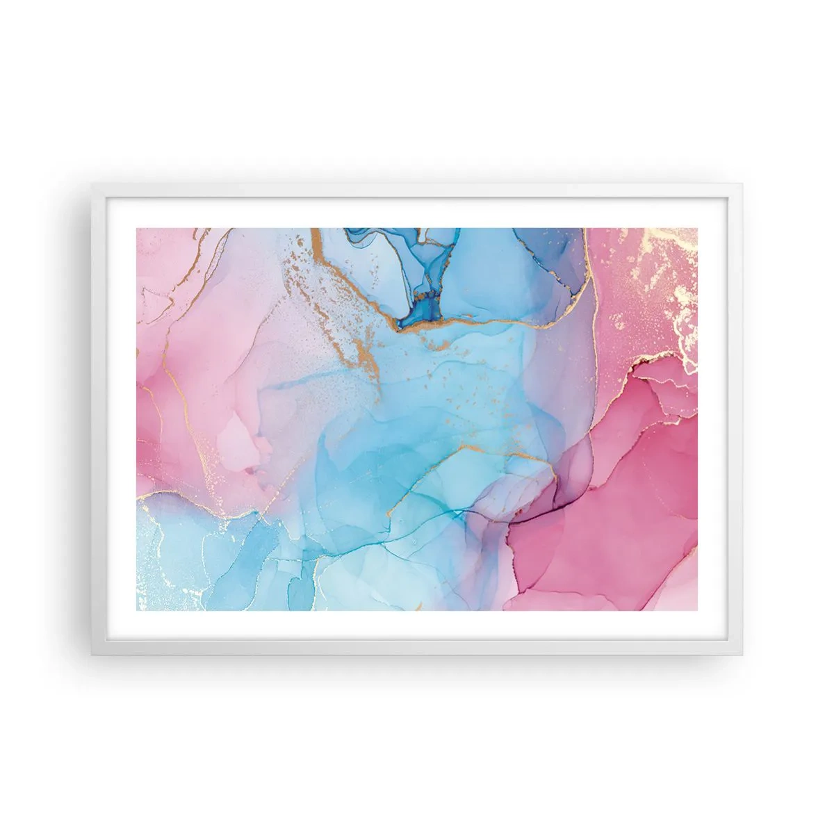 Affiche dans un cadre blanc - Poster - Rencontre et mélange - 70x50 cm