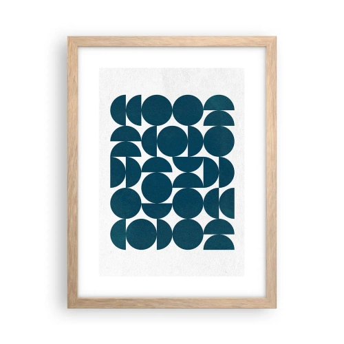 Affiche dans un chêne clair - Poster - Cercles et demi-cercles - 30x40 cm