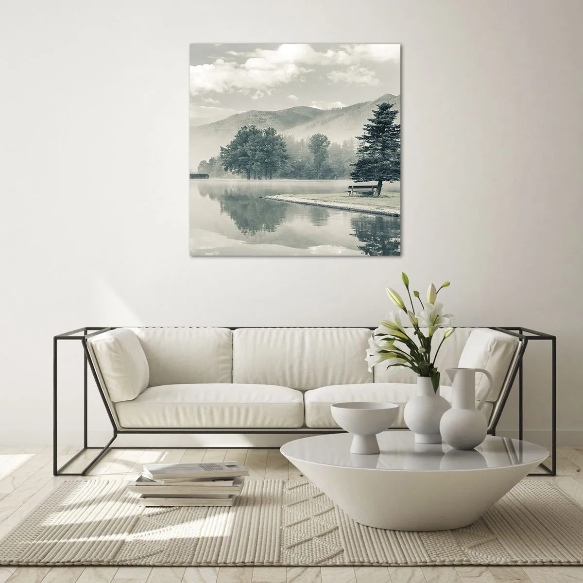 Impression sur verre - Image sur verre - Le lac dort encore - 50x50 cm