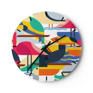 Horloge murale - Pendule murale - Fête des oiseaux - 40x40 cm