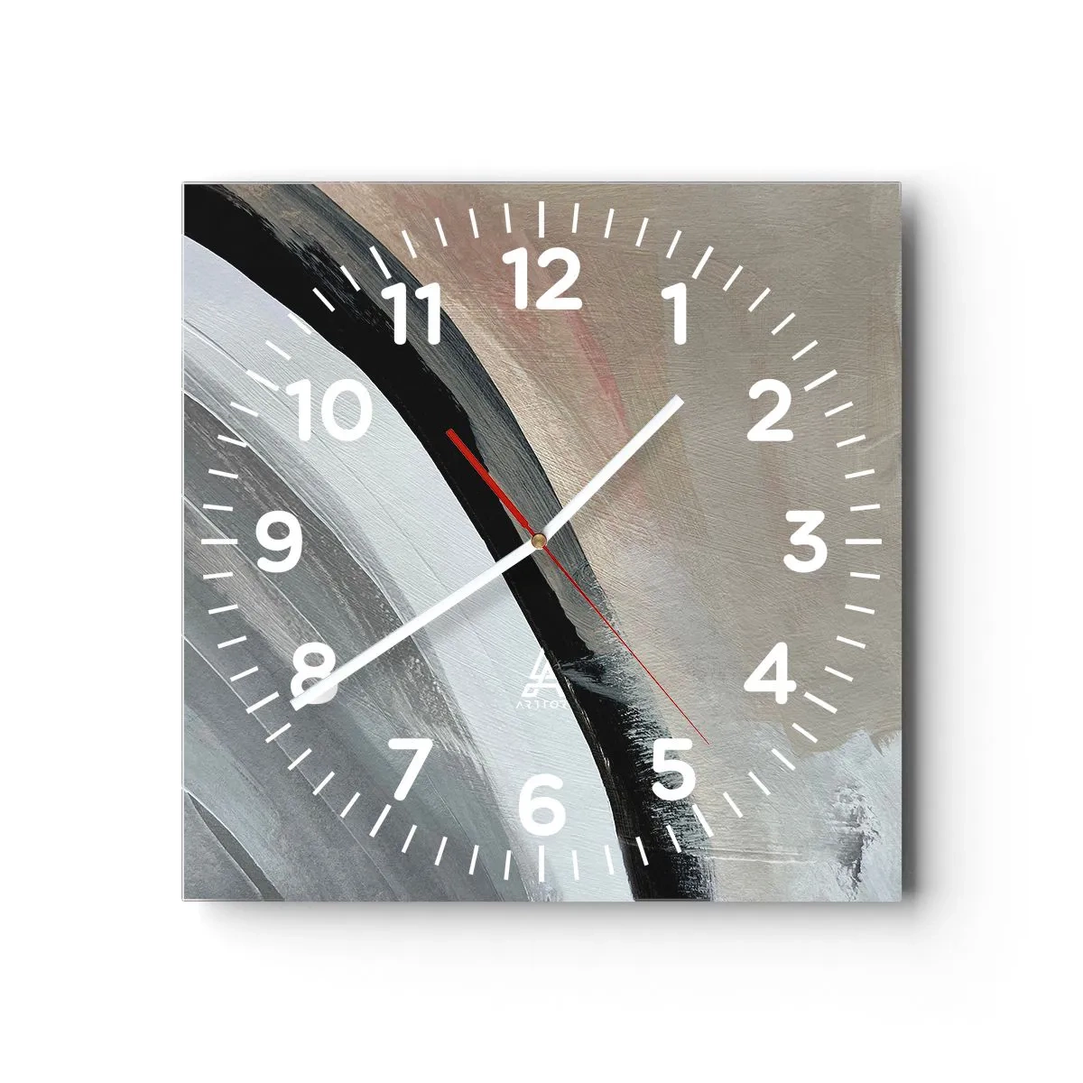 Horloge murale - Pendule murale - Composition : arc de noir et gris - 40x40 cm
