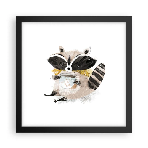 Affiche dans un cadre noir - Poster - Mon ami le raton laveur - 30x30 cm