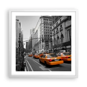 Affiche dans un cadre blanc - Poster - Soleil des grandes villes - 50x50 cm