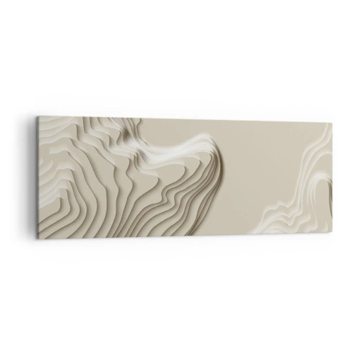 Impression sur toile - Image sur toile - Un motif abstrait dans des tons beiges avec un effet linéaire. - 140x50cm - Topographie artistique - Décoration murale moderne pour le salon et la chambre ARTTOR