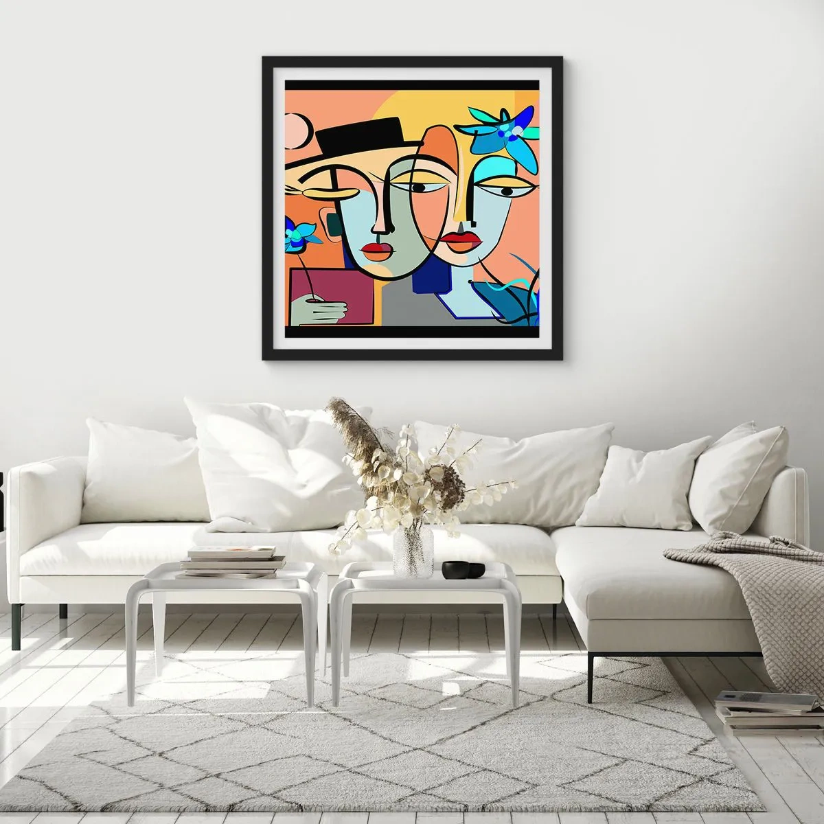 Affiche dans un cadre noir - Poster - Le Rendez-vous de Picasso - 30x30 cm