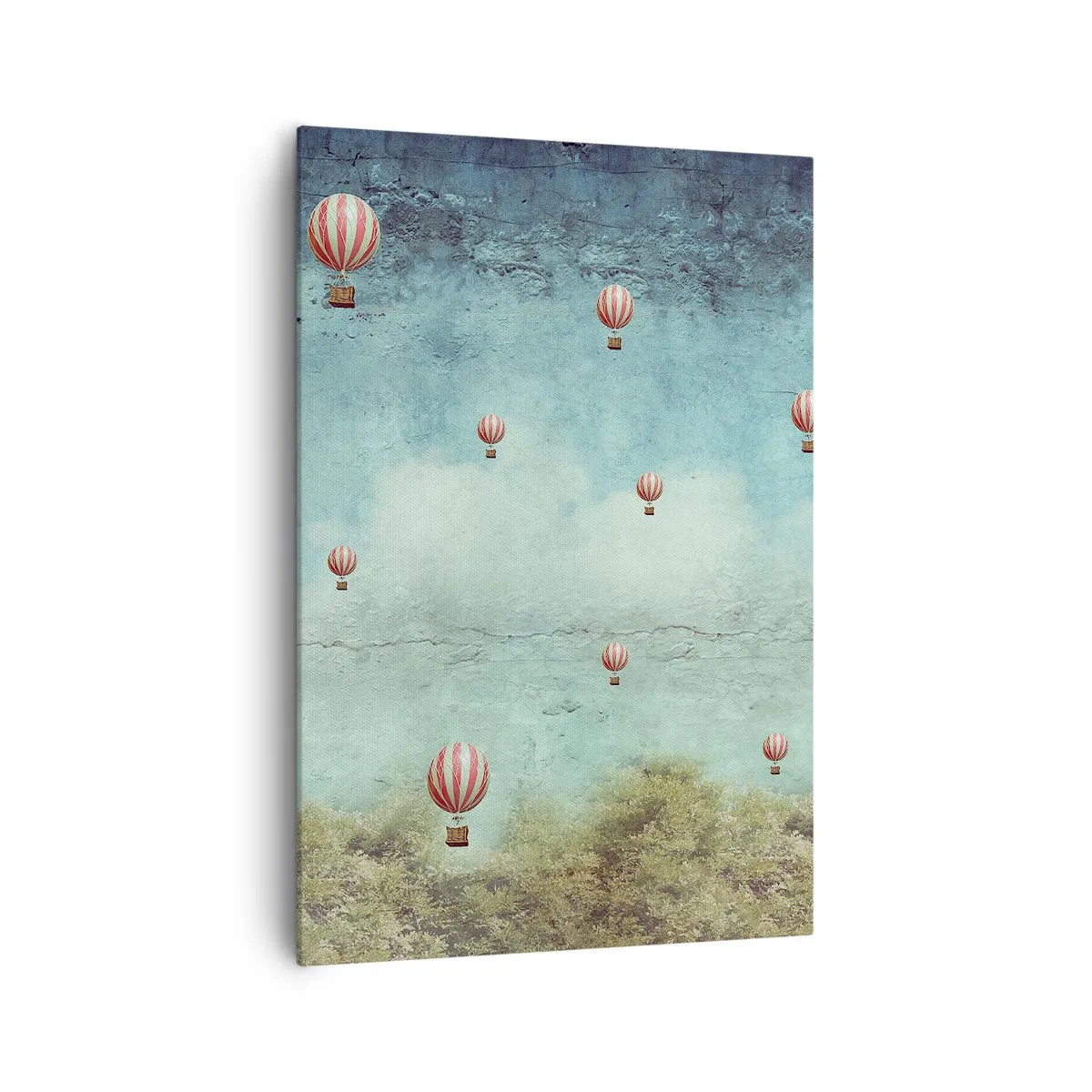 Impression sur toile - Image sur toile - Ballons rétro sur fond de ciel bleu et de verdure - 70x100cm - Libre de l'agitation de la vie - Décoration murale moderne pour le salon et la chambre ARTTOR