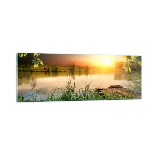 Impression sur verre - Image sur verre - Paysage dans un cadre verdoyant - 90x30 cm