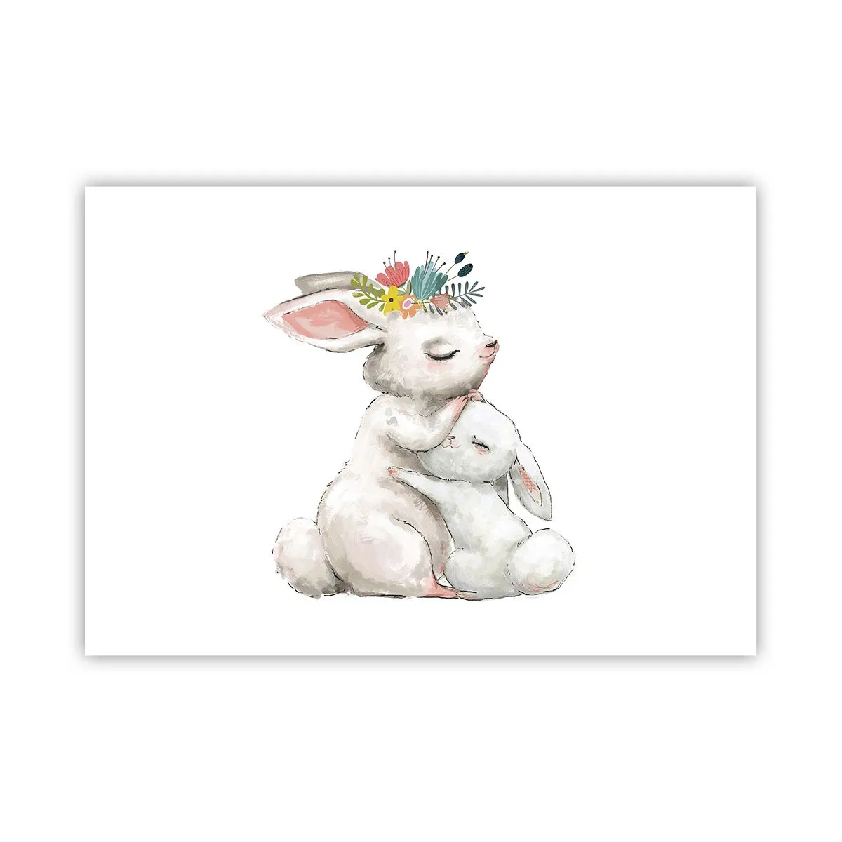 Affiche - Poster - Des lapins mignons aux couleurs pastel - 100x70cm - Maman irremplaçable - Décoration murale moderne pour le salon et la chambre ARTTOR