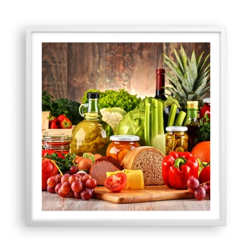 Affiche dans un cadre blanc - Poster - Fumé, cuit au four et mariné - 60x60 cm