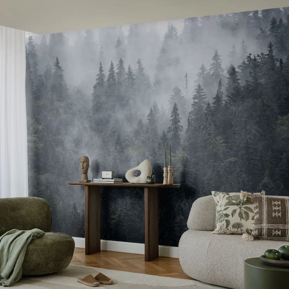 Papier Peint Autocollant Deluxe Sticker - Aube de la forêt - Paysage, Forêt, Nature - 250x175 cm