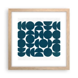 Affiche dans un chêne clair - Poster - Cercles et demi-cercles - 30x30 cm