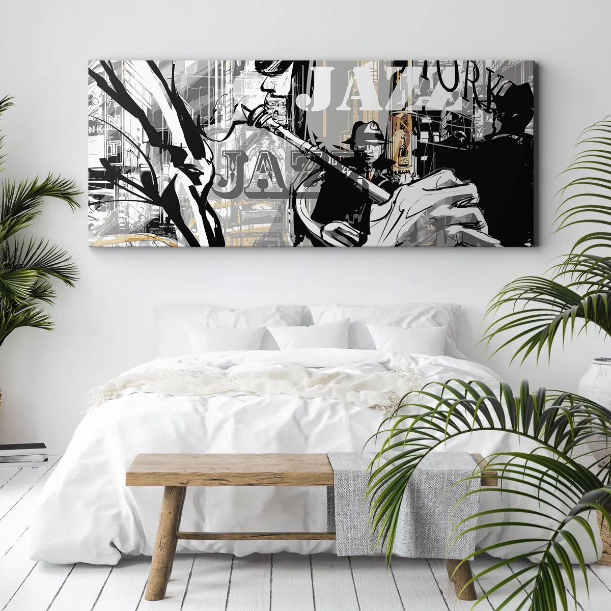 Impression sur toile - Image sur toile - Scène jazz new-yorkaise - 140x50cm - Au rythme de New York - Décoration murale moderne pour le salon et la chambre ARTTOR