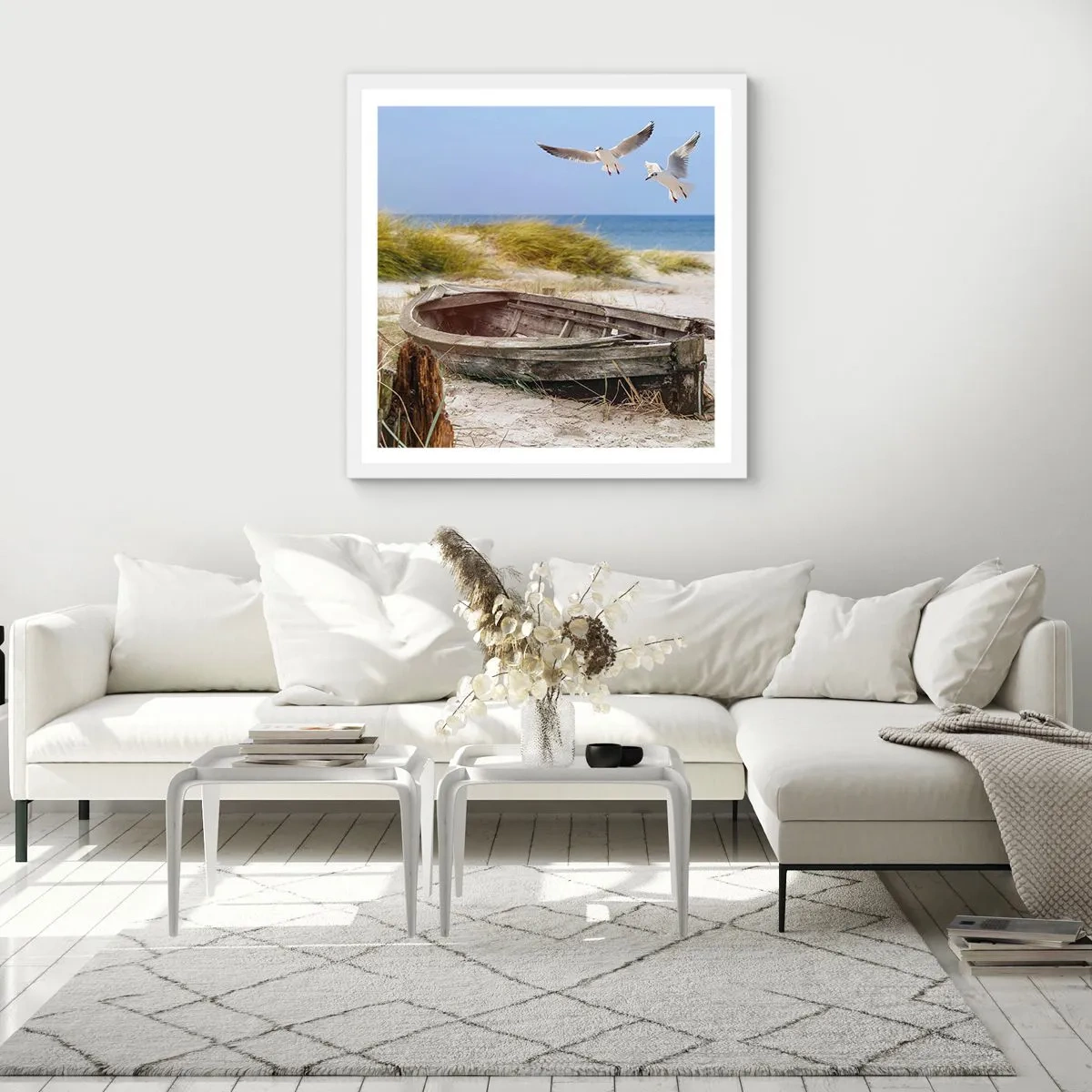 Affiche dans un cadre blanc - Poster - Bain de vent - 30x30 cm