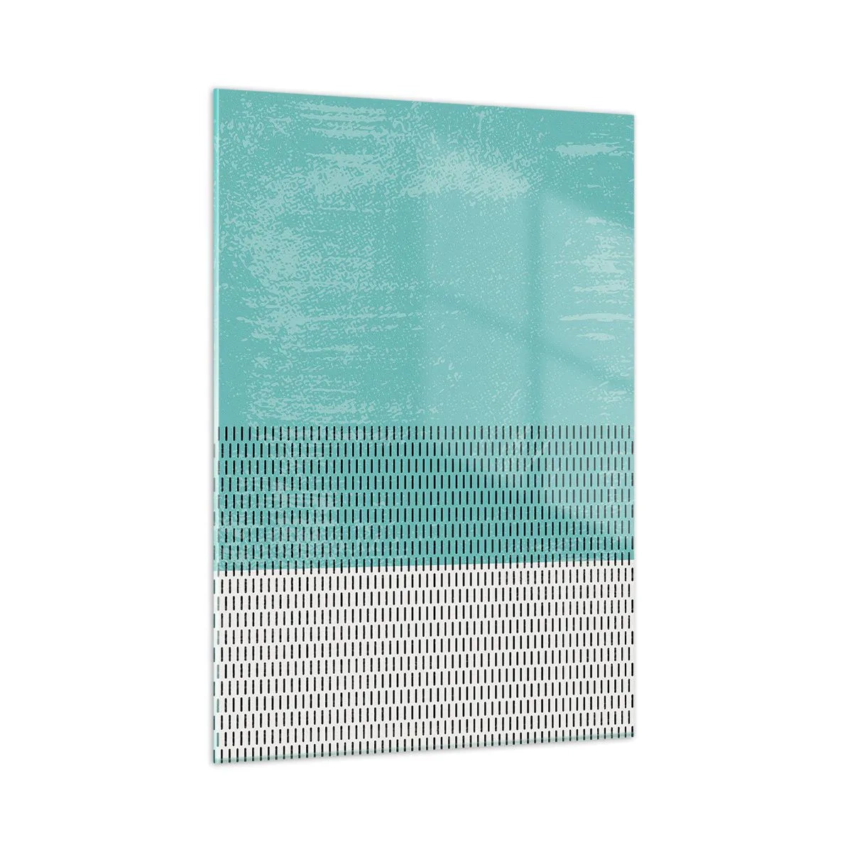 Impression sur verre - Image sur verre - Abstraction moderne aux couleurs turquoise et blanches - 50x70cm - Composition équilibrée - Décoration murale moderne pour le salon et la chambre ARTTOR