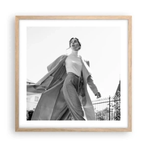 Affiche dans un chêne clair - Poster - Tu viens avec moi? - 50x50 cm