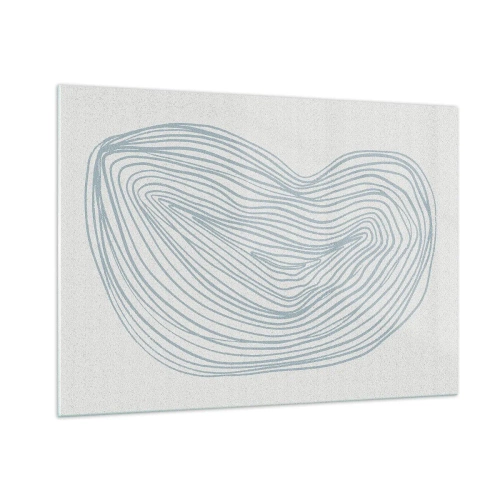 Impression sur verre - Image sur verre - De délicates lignes bleues créent une forme organique et fluide - 100x70cm - Une goutte de sourire - Décoration murale moderne pour le salon et la chambre ARTTOR