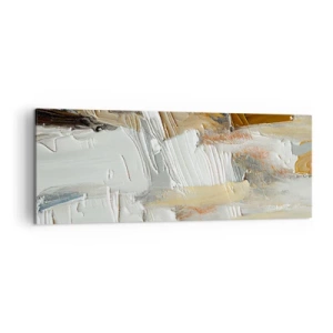 Impression sur toile - Image sur toile - Abstraction texturale dans des tons terre et blanc - 140x50cm - Couches colorées - Décoration murale moderne pour le salon et la chambre ARTTOR