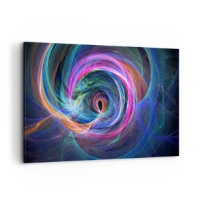 Impression sur toile - Image sur toile - Un tourbillon abstrait de couleurs dans des tons de violet, de rose et de bleu. - 120x80cm - Où m'emmènes-tu ? - Décoration murale moderne pour le salon et la chambre ARTTOR