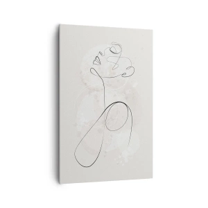 Impression sur toile - Image sur toile - Contour du visage minimaliste avec une fleur sur fond clair - 80x120cm - Spirale de beauté - Décoration murale moderne pour le salon et la chambre ARTTOR