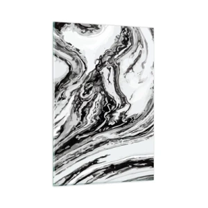 Impression sur verre - Image sur verre - Motif de marbre abstrait en noir et blanc - 80x120cm - Au début, c'était le chaos - Décoration murale moderne pour le salon et la chambre ARTTOR