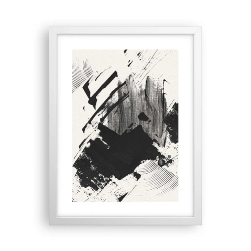 Affiche dans un cadre blanc - Poster - Abstraction – expression du noir - 30x40 cm