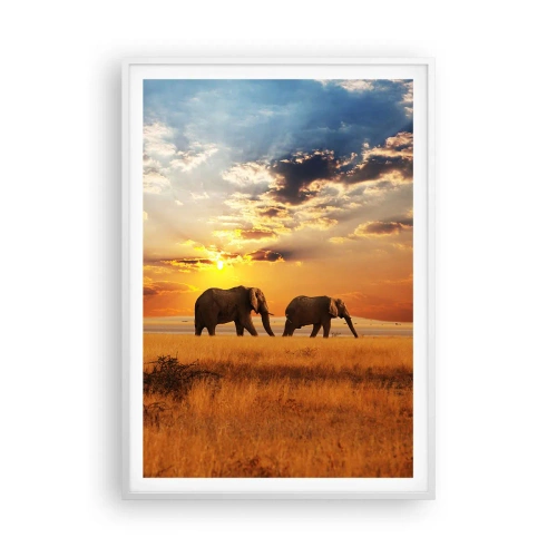 Affiche dans un cadre blanc - Poster - Déambulation familliale - 70x100 cm