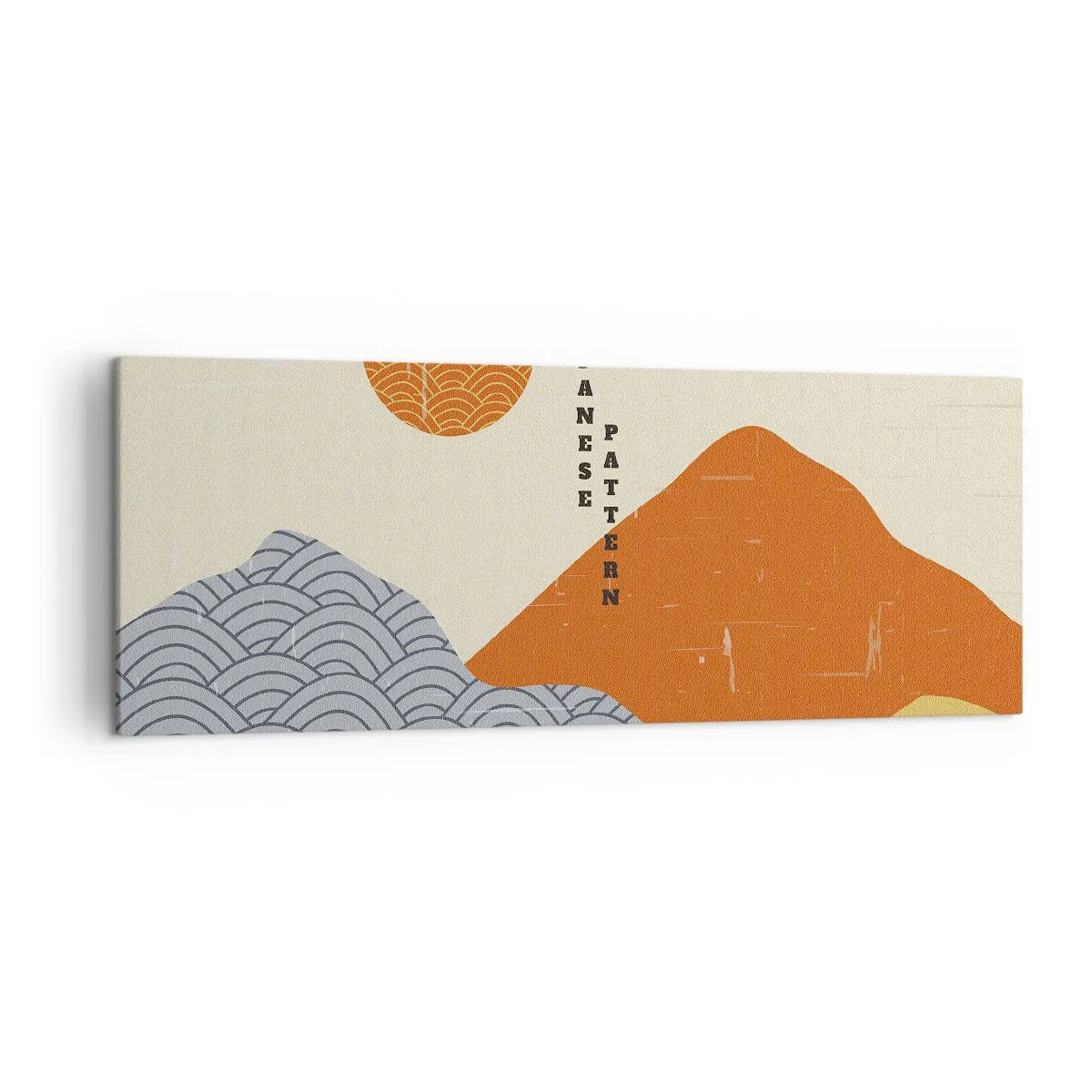 Impression sur toile - Image sur toile - Motifs japonais avec montagnes, soleil et style minimaliste - 140x50cm - Dans l'esprit japonais - Décoration murale moderne pour le salon et la chambre ARTTOR