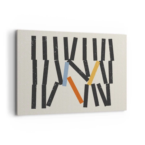 Impression sur toile - Image sur toile - Composition abstraite avec des rectangles colorés et noirs - 120x80cm - Dominos – composition - Décoration murale moderne pour le salon et la chambre ARTTOR