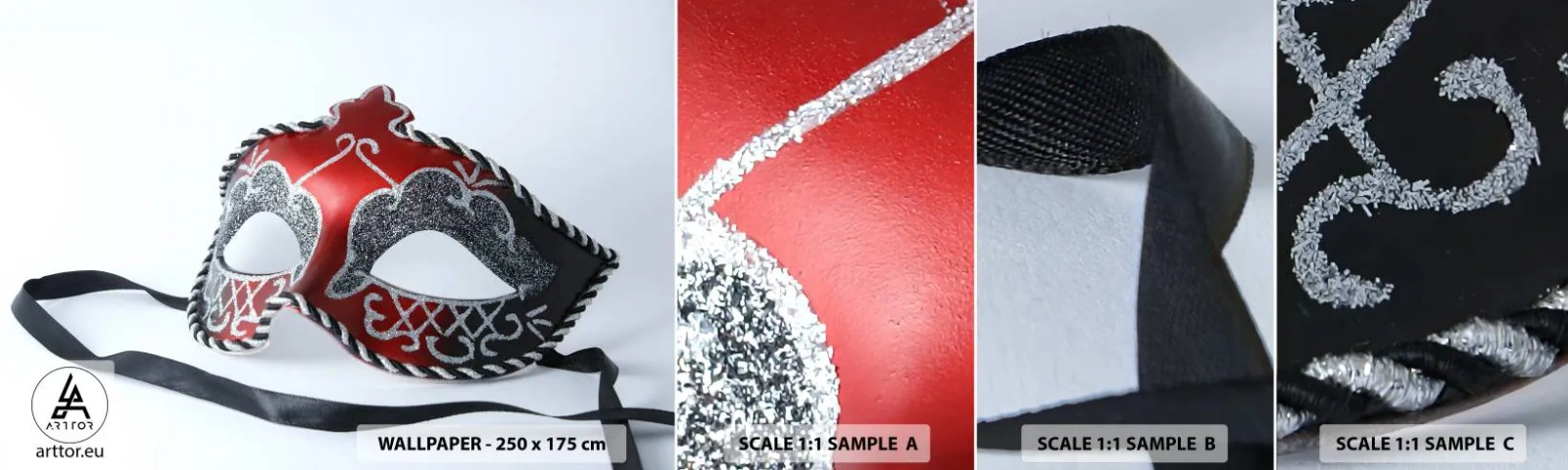 Échantillon De Papier Peint Standard Eco - Invitation au bal - Masque vénitien, Venise, Carnaval - 100x30 cm