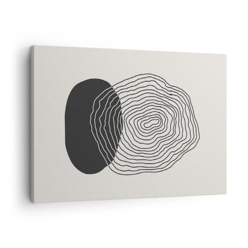 Impression sur toile - Image sur toile - Motif abstrait avec des lignes et des formes en noir et blanc - 70x50cm - Durabilité et oscillation - Décoration murale moderne pour le salon et la chambre ARTTOR