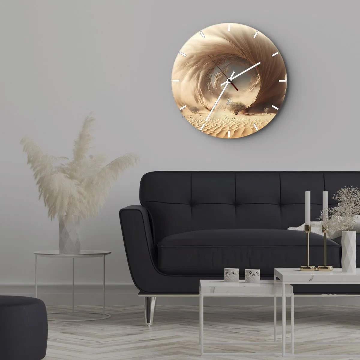 Horloge murale - Pendule murale - Un paysage désertique avec une structure tourbillonnante en forme de portail - 30x30cm - Portail ouvert - Décoration murale moderne pour le salon, la cuisine et la chambre ARTTOR