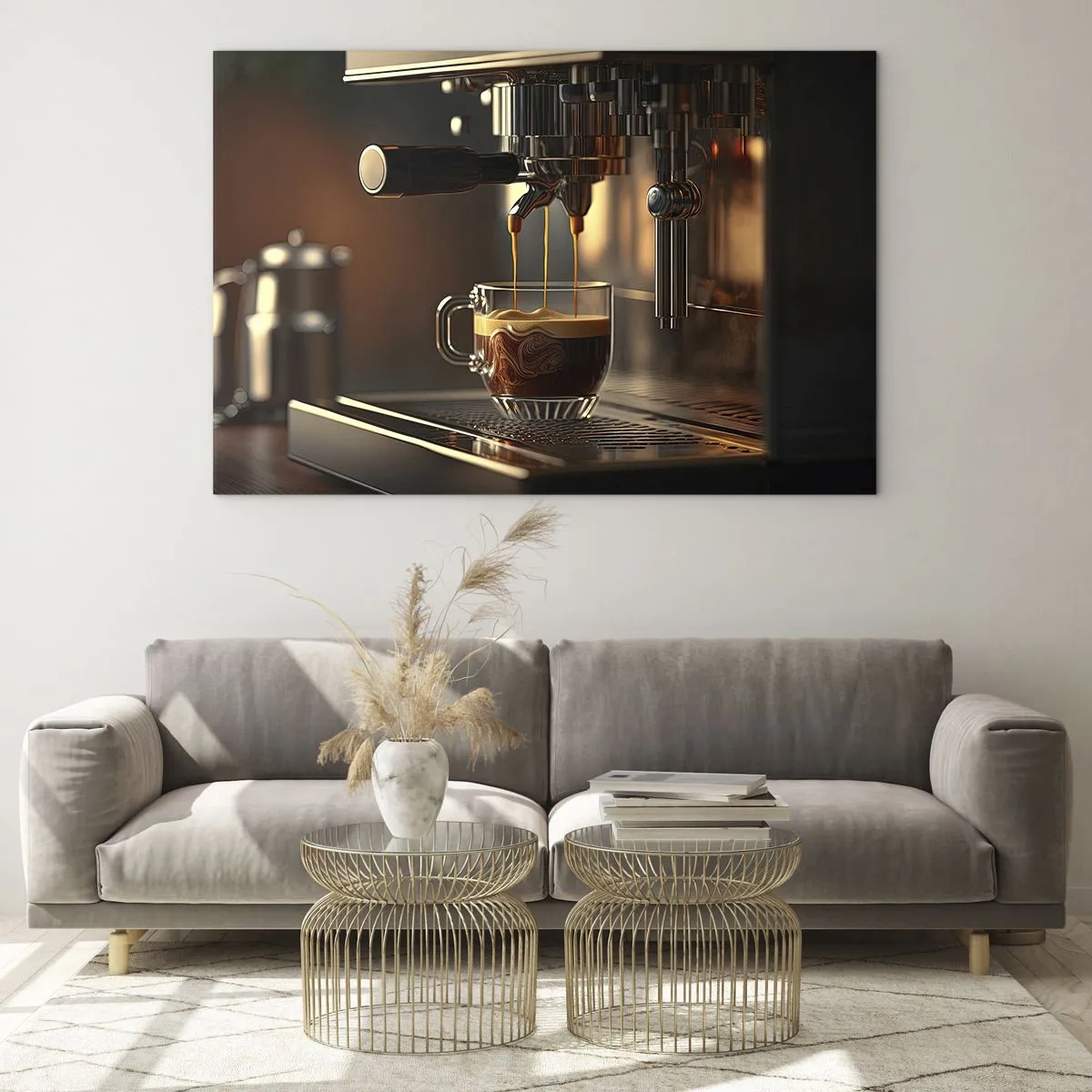 Impression sur verre - Image sur verre - Café expresso dans un verre avec de la mousse - 100x70cm - Un mélange sensuel - Décoration murale moderne pour le salon et la chambre ARTTOR