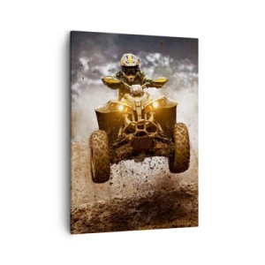 Impression sur toile - Image sur toile - Quad extrême sur terrain boueux - 50x70cm - No risk no fun - Décoration murale moderne pour le salon et la chambre ARTTOR