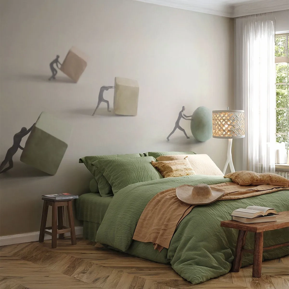 Papier Peint Photo Premium Canvas - Rien que la vie - Abstraction, Personnes, Travail - 500x350 cm