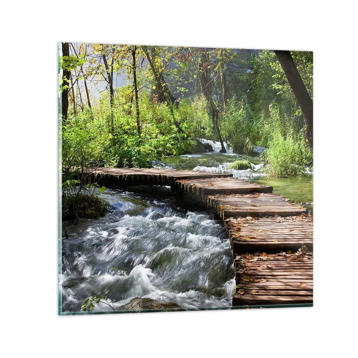 Impression sur verre - Image sur verre - Au-dessus de la cascade mousseuse - 60x60 cm