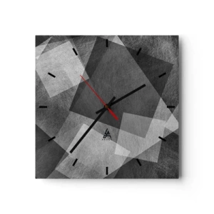 Horloge murale - Pendule murale - Abstraction en noir et blanc avec des formes géométriques - 30x30cm - Le symbole éternel de durabilité et d'ordre - Décoration murale moderne pour le salon et la chambre ARTTOR