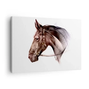 Impression sur toile - Image sur toile - Un profil de cheval dans une forme artistique délicate sur fond blanc - 70x50cm - Quelle grâce - Décoration murale moderne pour le salon et la chambre ARTTOR