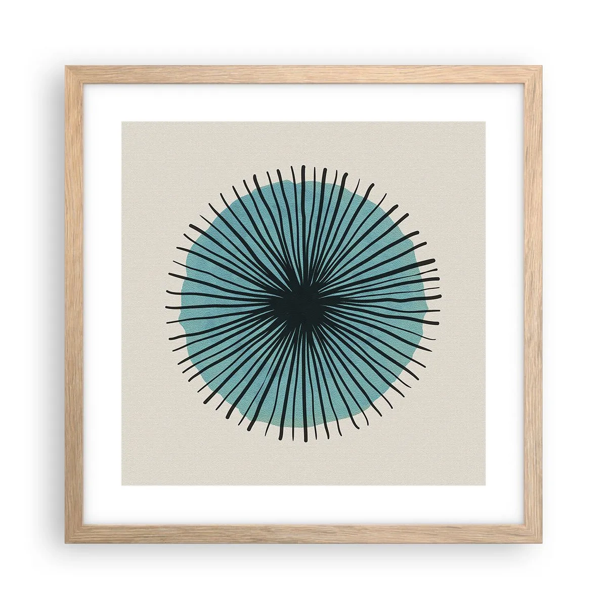 Affiche dans un chêne clair - Poster - Rayonnant dans l'azur - 40x40 cm