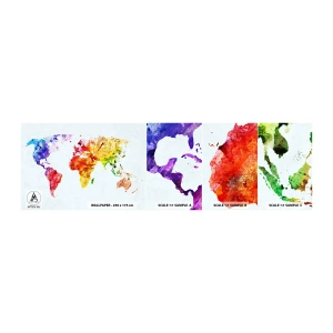 Échantillon De Papier Peint Standard Eco - Toutes les couleurs du monde - Carte du monde, Graphique, Continents - 100x30 cm