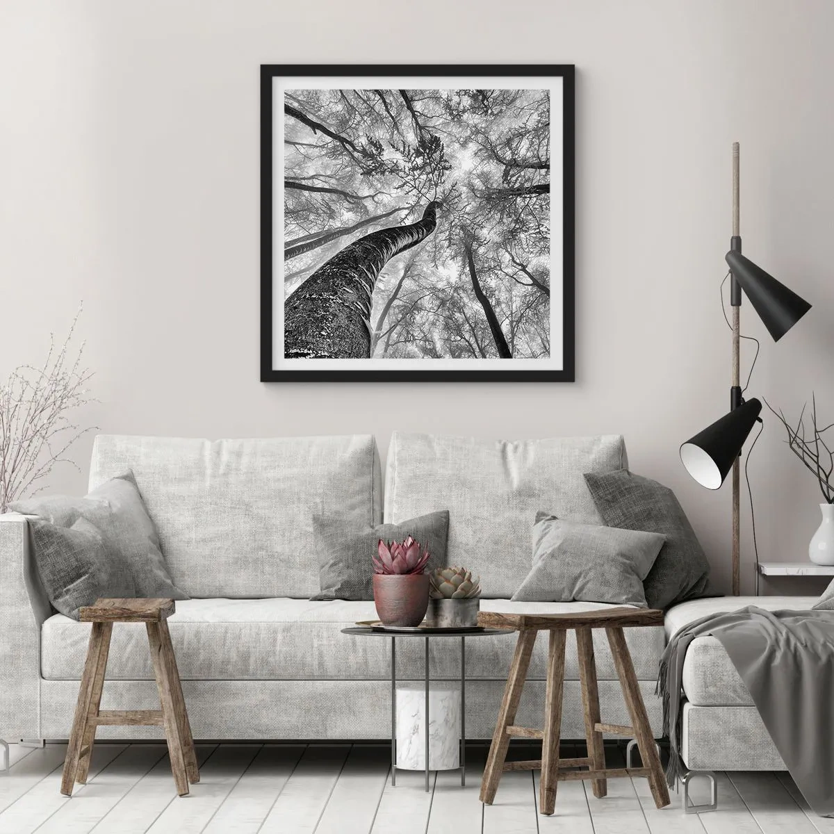 Affiche dans un cadre noir - Poster - Course vers la lumière - 40x40 cm