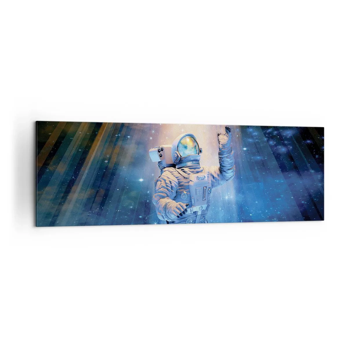 Impression sur toile - Image sur toile - Un astronaute à la lumière d'une explosion cosmique pleine d'étoiles - 160x50cm - Enfin arrivé - Décoration murale moderne pour le salon et la chambre ARTTOR